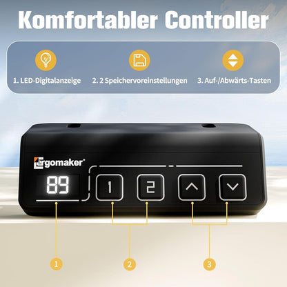 Höhenverstellbarer Schreibtisch 170x60cm, Elektrisch, Schwarz