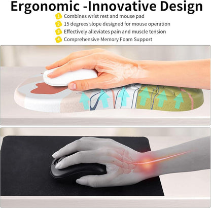 Ergonomisches Mousepad mit Handauflage und Memory-Schaum, Rutschfeste Unterseite - Rosa