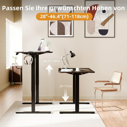 Elektrischer Höhenverstellbarer Schreibtisch 110x60cm Schwarz Walnuss