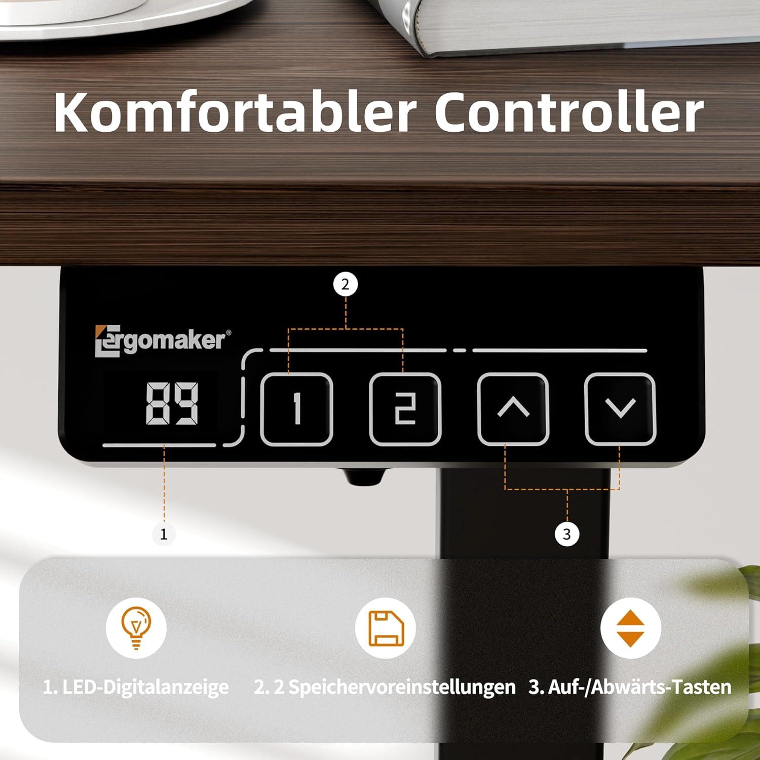 Elektrischer Höhenverstellbarer Schreibtisch 110x60cm Schwarz