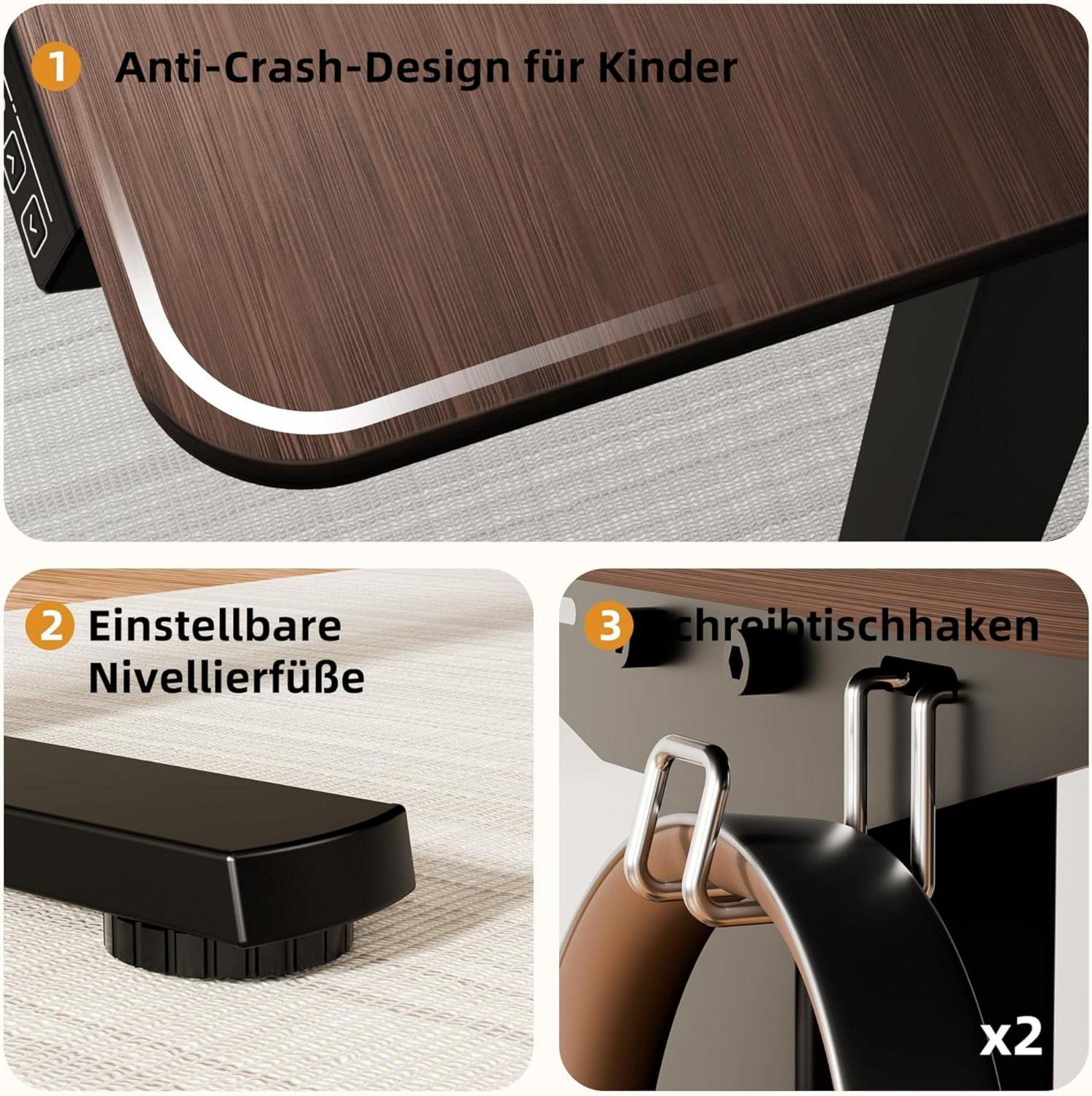 Elektrischer Höhenverstellbarer Schreibtisch 110x60cm Spleißplatte