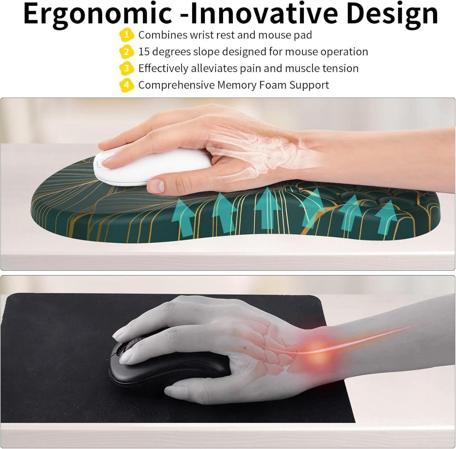 Ergonomisches Mousepad mit Handgelenkauflage und Memory-Schaum