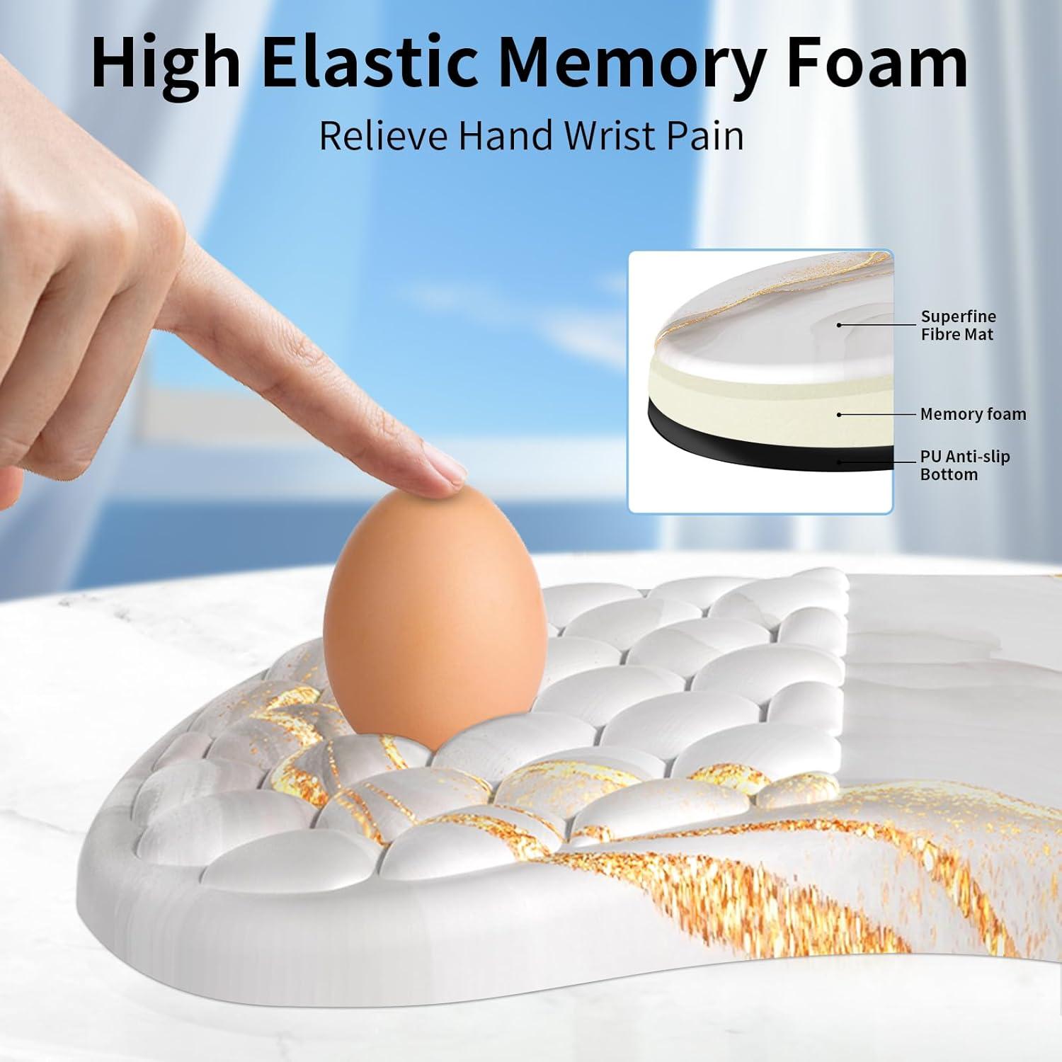 Ergonomisches Mousepad mit Handauflage, Memory-Schaum, Rutschfester PU-Unterseite