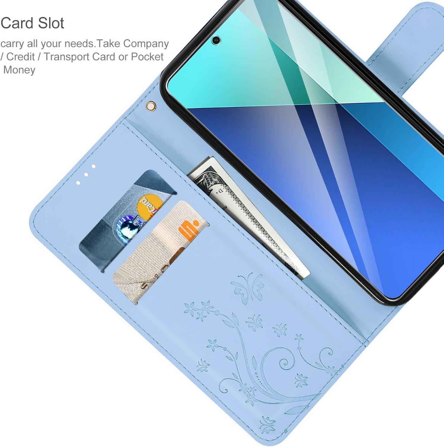 Lederhülle Xiaomi Redmi Note 13 4G Wallet Himmel Blau