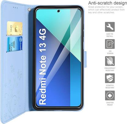 Lederhülle für Xiaomi Redmi Note 13 4G Schutzhülle Blau