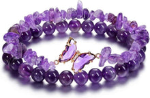 Natürlicher Amethyst Schmetterling Wickelarmband Set