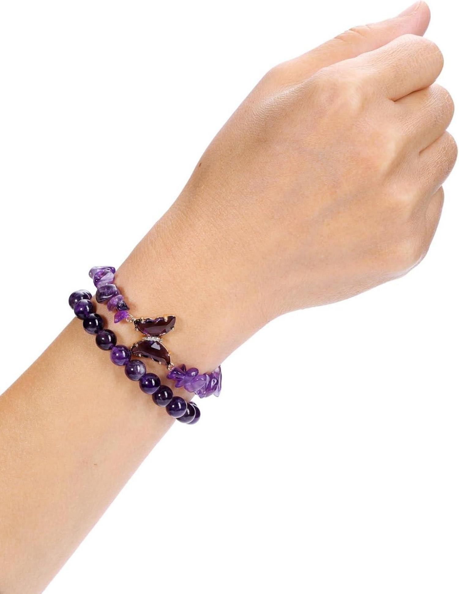 Natürlicher Amethyst Schmetterling Wickelarmband Set