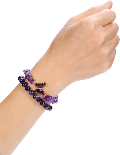 Natürlicher Amethyst Schmetterling Wickelarmband Set