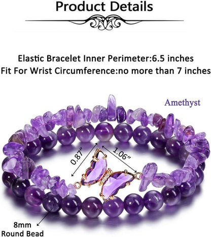 Amethyst Schmetterling Wickelarmband Set Healing Energietherapie