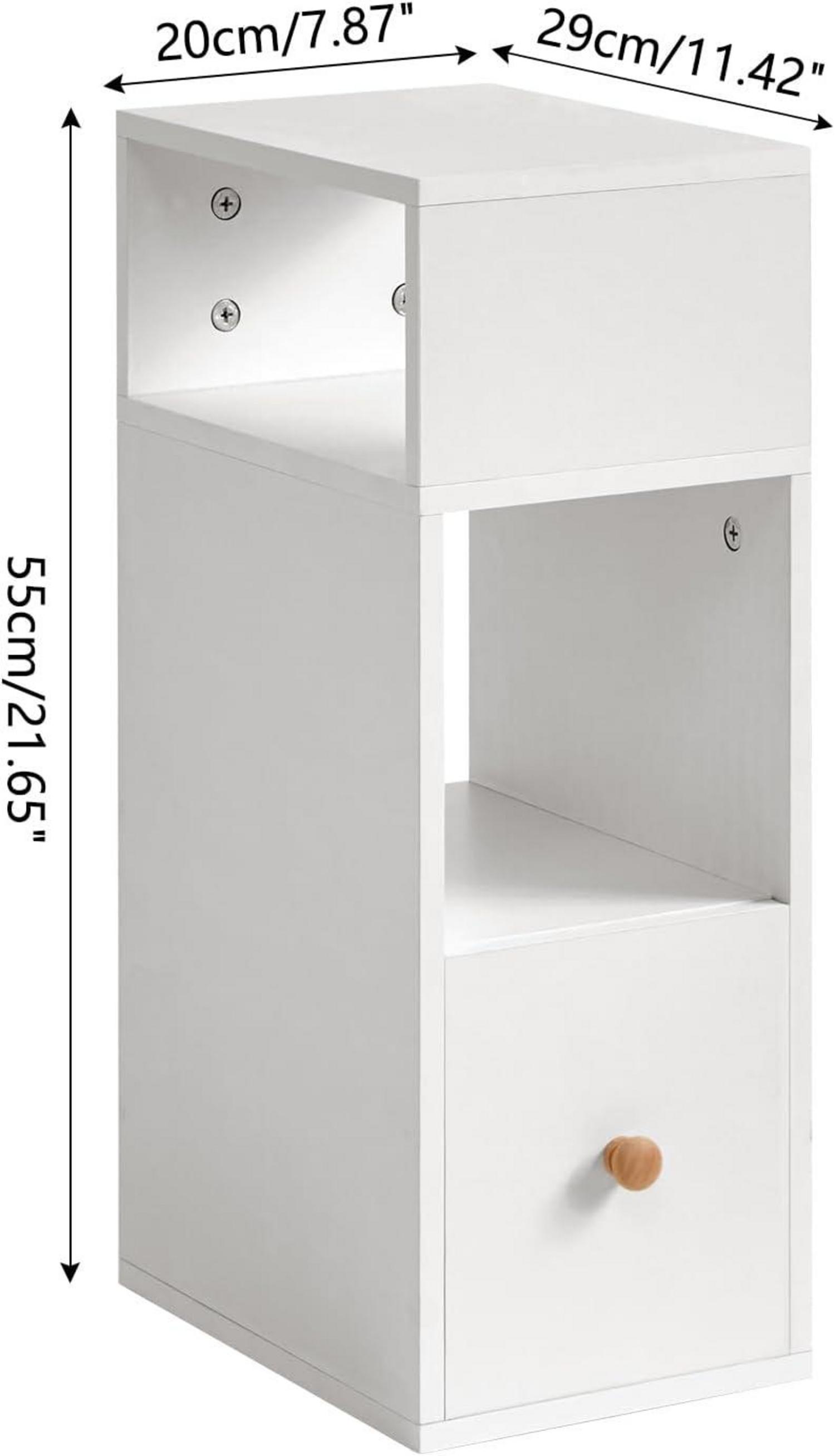 Nachttisch Set Schmal Beistelltisch Schublade offene Fächer