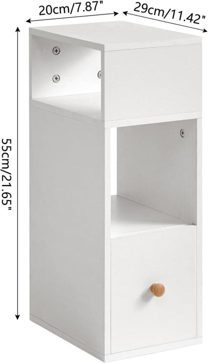 Nachttisch Set Schmal Beistelltisch Schublade offene Fächer