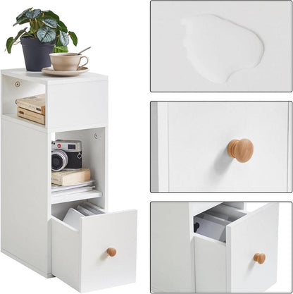 IBUYKE Nachttisch Set Schmal Beistelltisch Schublade 2 offene Fächer White