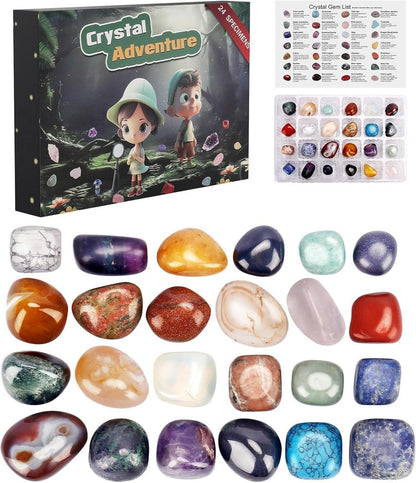 Kristall Adventskalender für Kinder 2024 mit 24 Edelsteinen