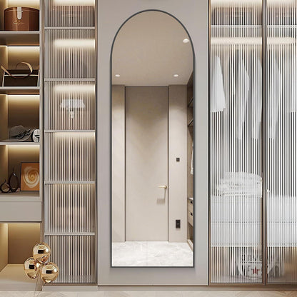 Standspiegel Ganzkörper Schwarz Aluminium, 161 x 52 cm