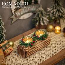 Teelichthalter Weihnachten Holz Yule Log Kerzenständer 23cm