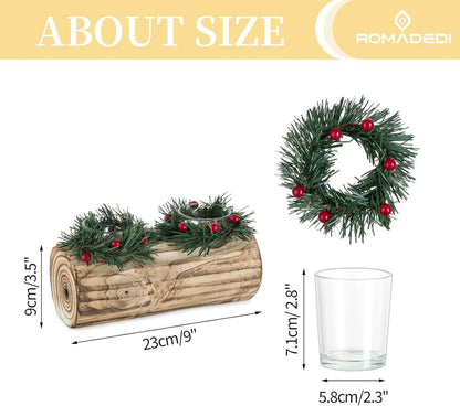 Holz Teelichthalter Weihnachtsdeko Yule Log Kerzenständer Winter Geschenk