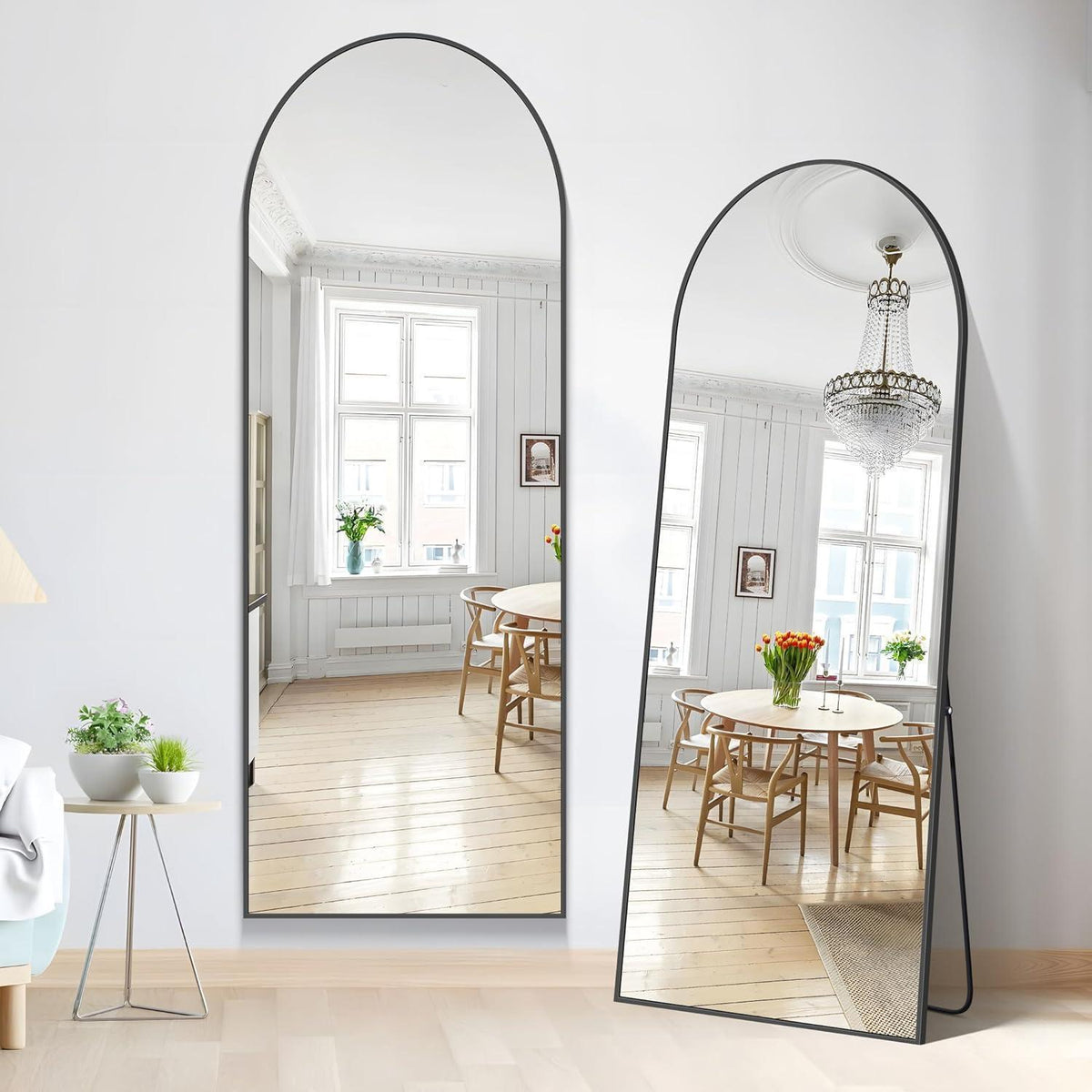 Bogen Ganzkörperspiegel 165x60cm mit Schwarz Aluminiumrahmen