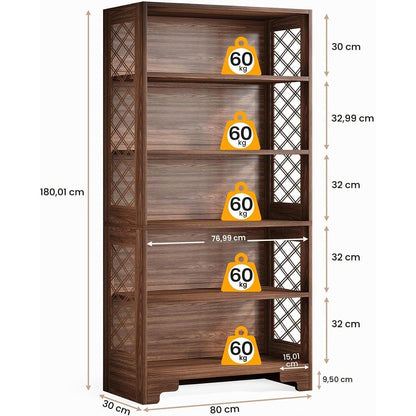 Vintage Bücherregal 180cm – 6-Stöckiges Standregal Holz