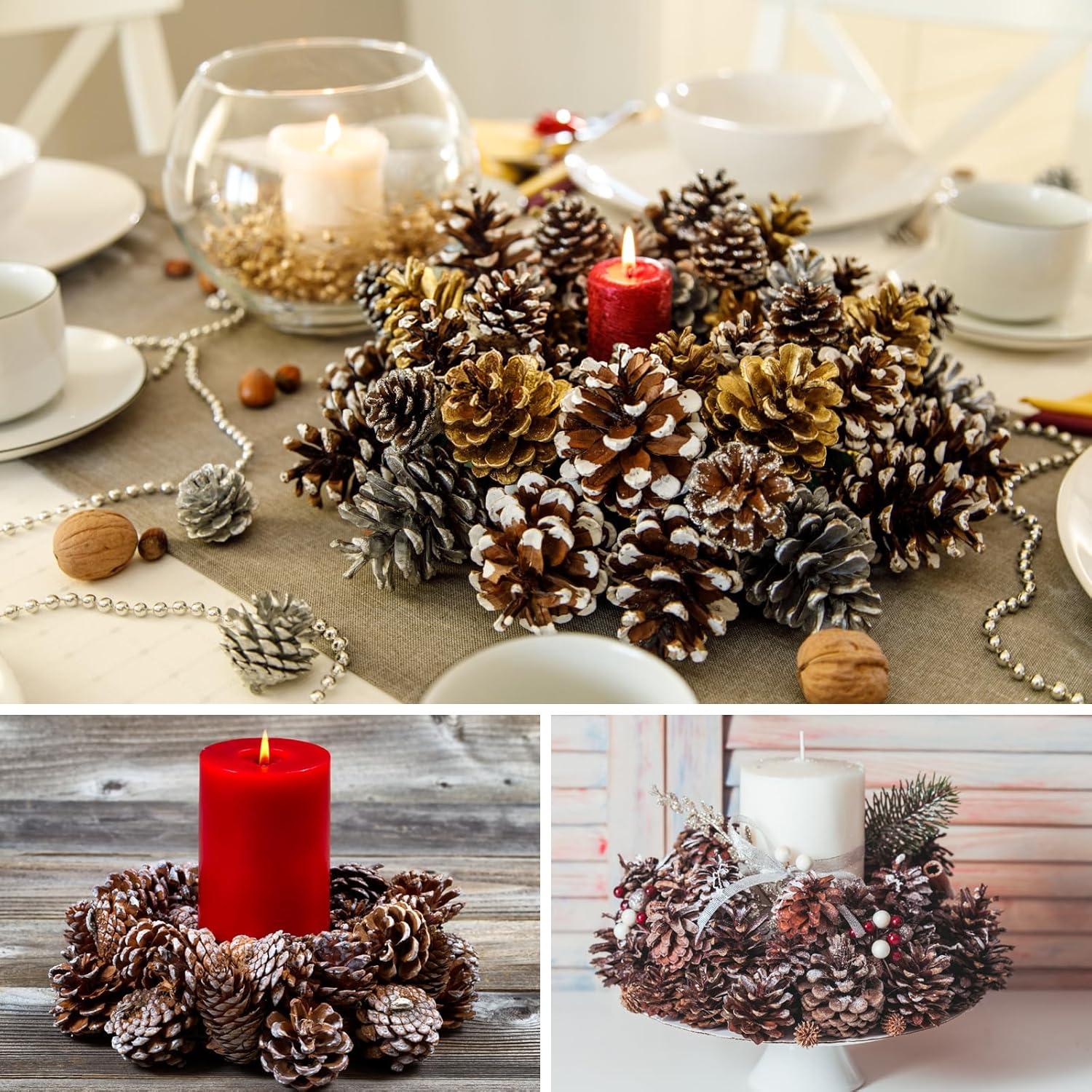 24er Pack Weiße Spitze Tannenzapfen 3-4cm Weihnachtsdeko Festlich Rustikal