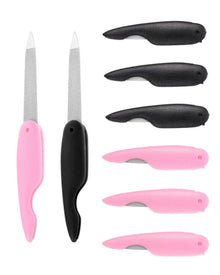 6er Set Klappbare Nagelfeilen Nagelkunst Metall Pink Schwarz