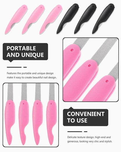 6er Set Klappbare Nagelfeilen Nagelkunst Metall Pink Schwarz