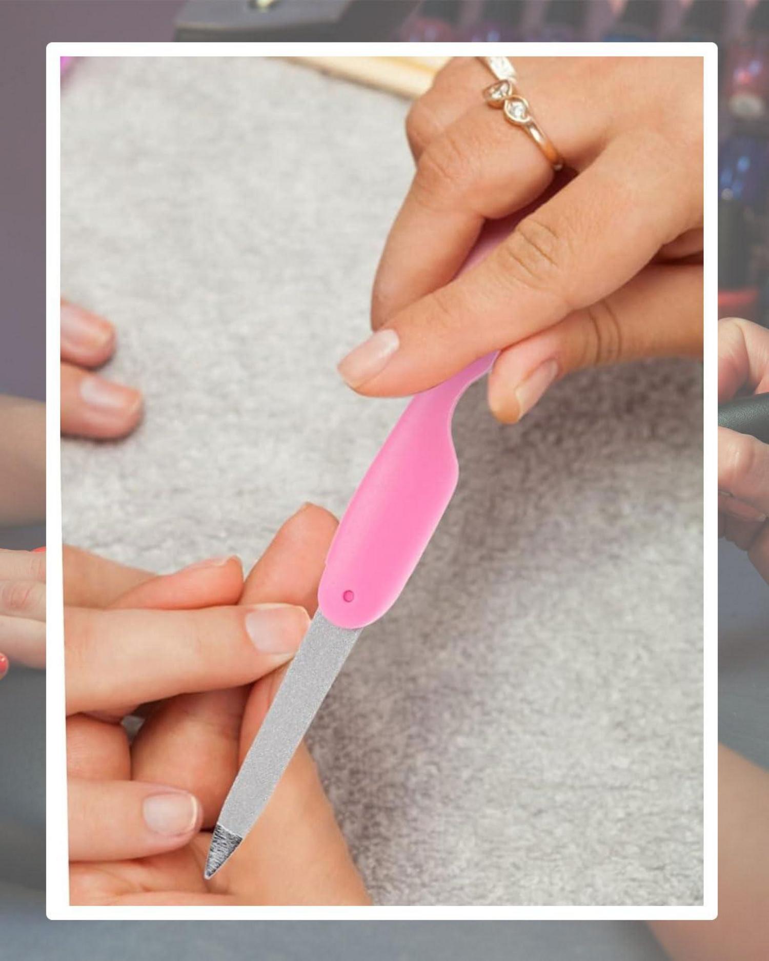 6er Set Klappbare Metall Nagelfeilen Pink Schwarz Nagelwerkzeug