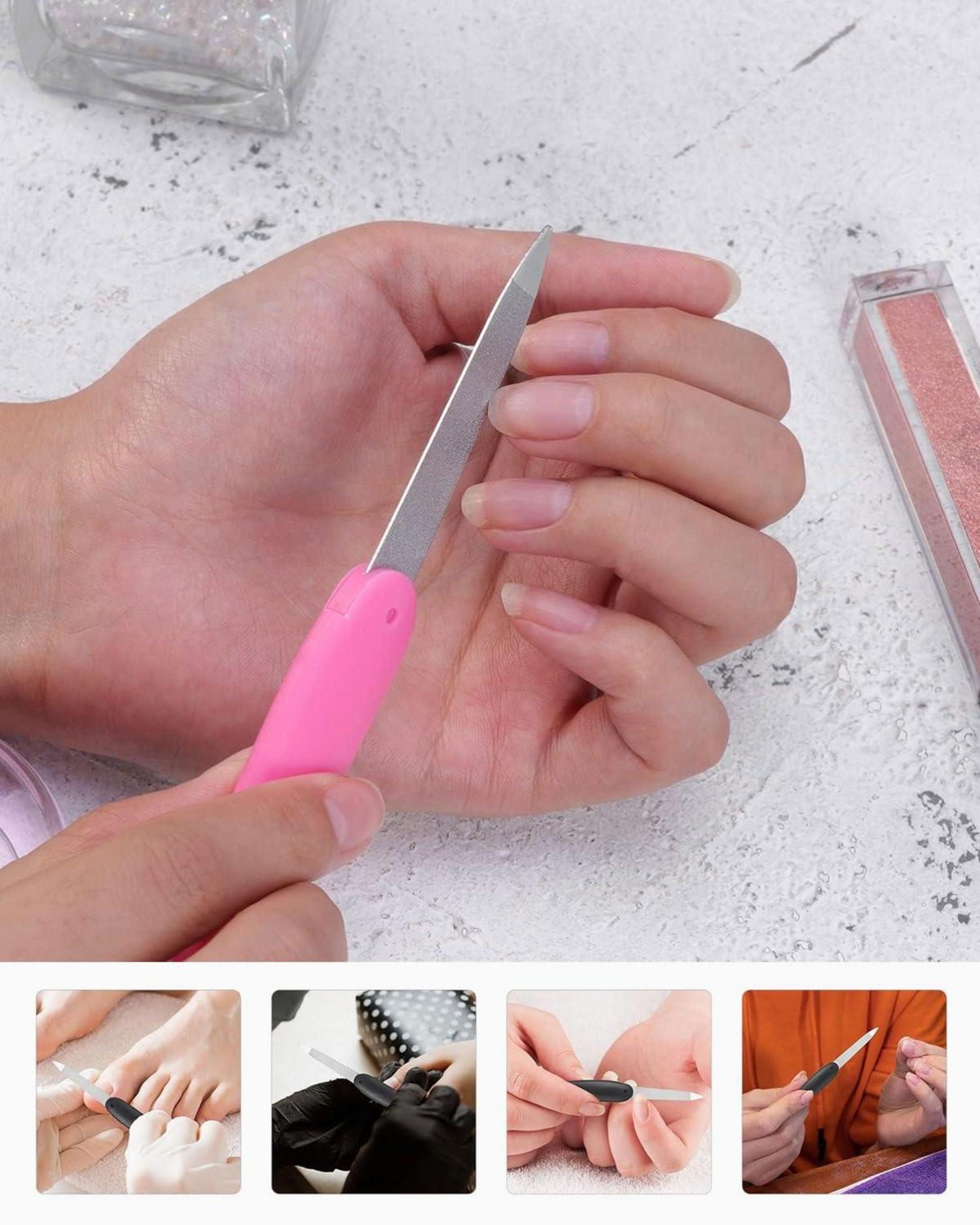 6er Set Klappbare Metall Nagelfeilen Nagelpolierstreifen Schwarz/Pink
