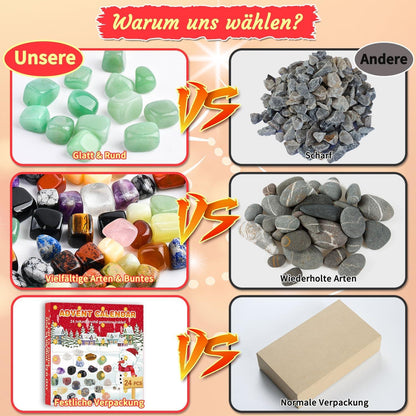 Adventskalender Kristalle 2024 für Kinder mit 24 Natürlichen Edelstein