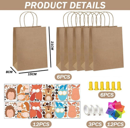 6er Laternen Bastelset für Kinder mit LED und Buntglas