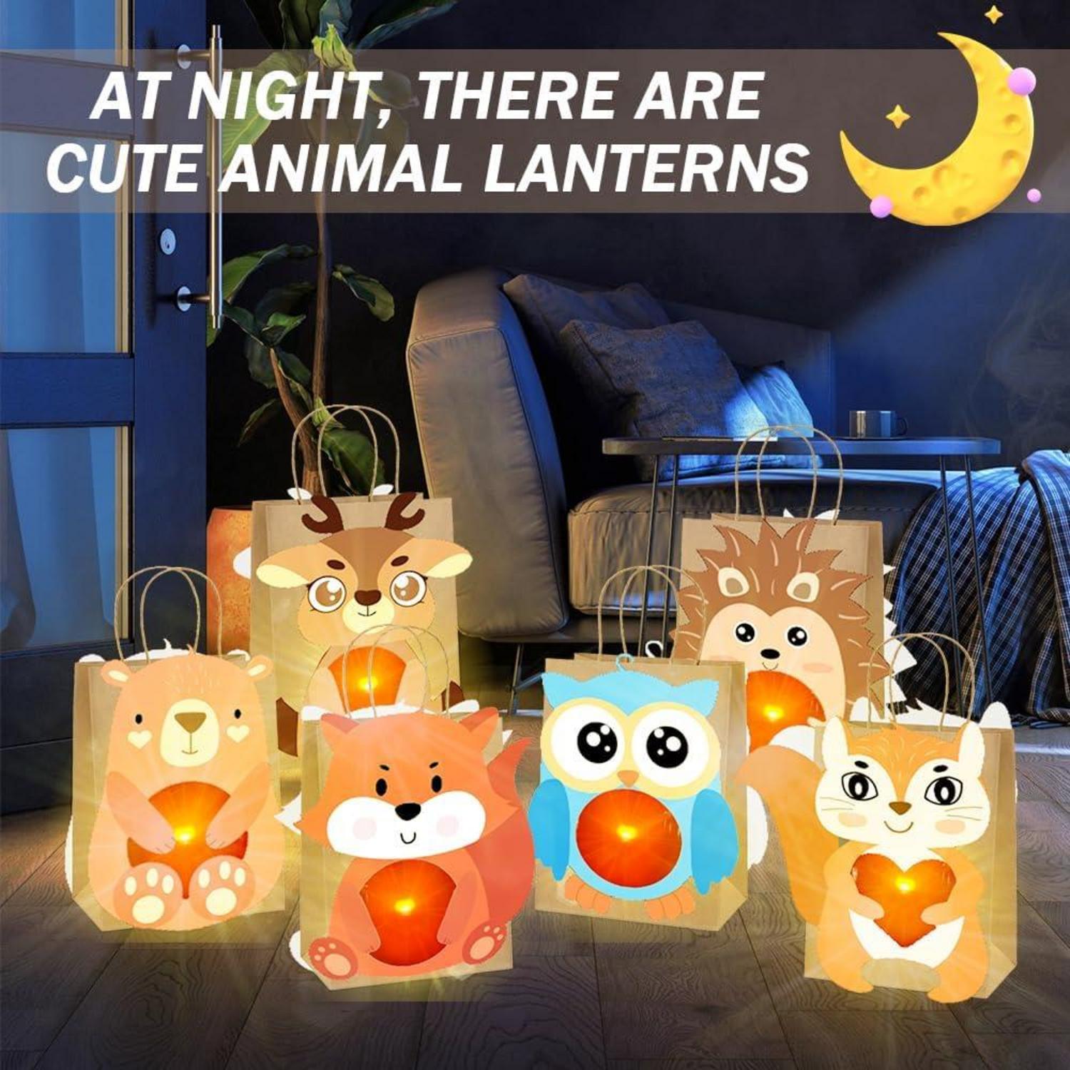 HEYIDAMAI 6er Laternen Bastelset für Kinder mit LED und Buntglas Effekt