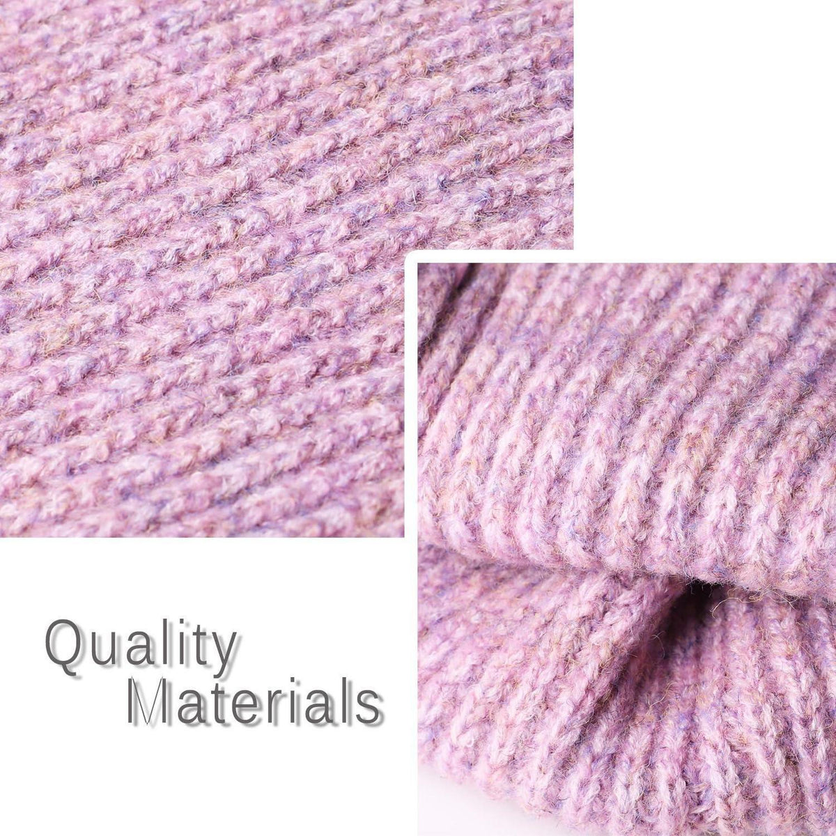 Wintermützen & Schal Set Damen Herren 2-teilig Strick Grobstrick Rosa