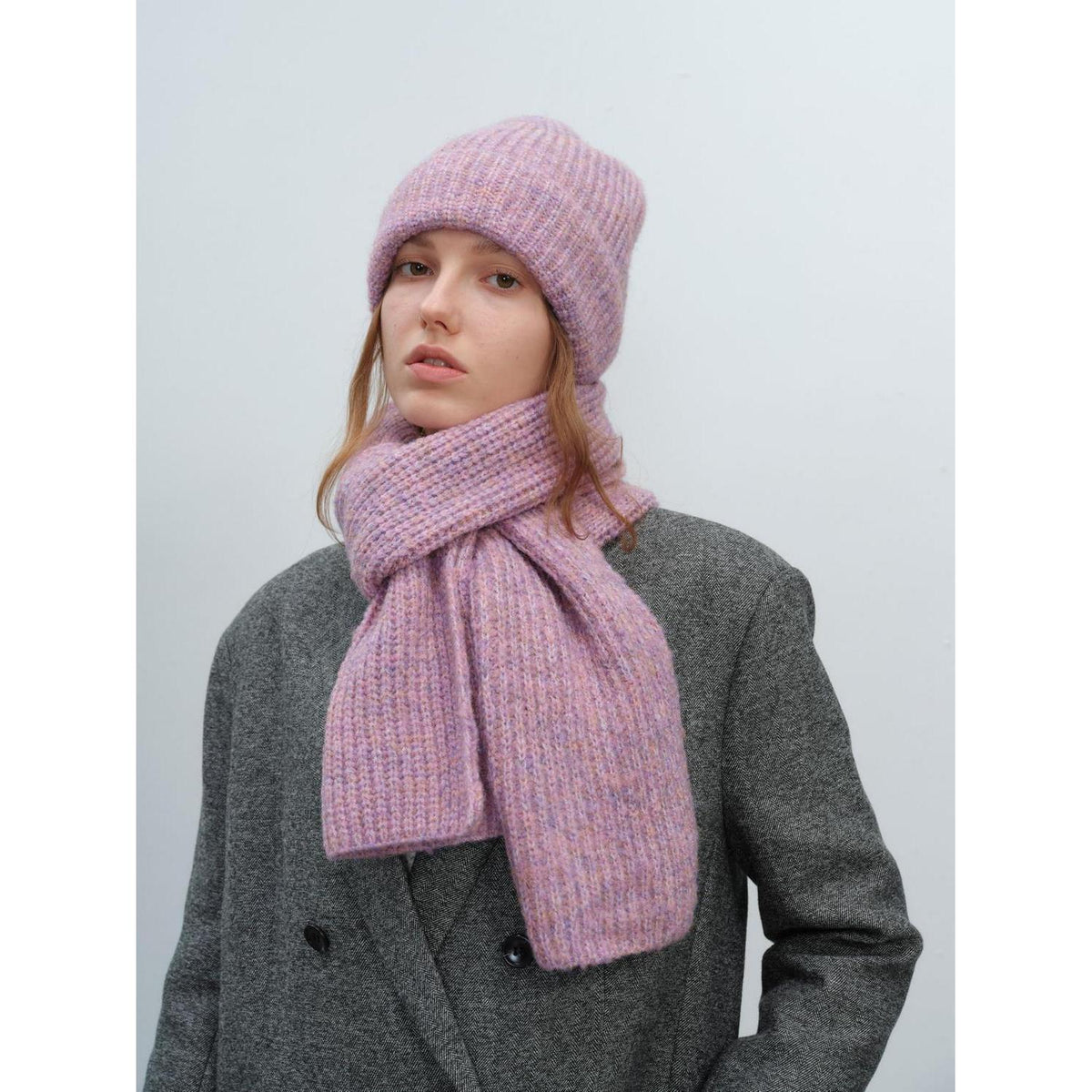 Wintermützen & Schal Set Damen Herren Hellrosa