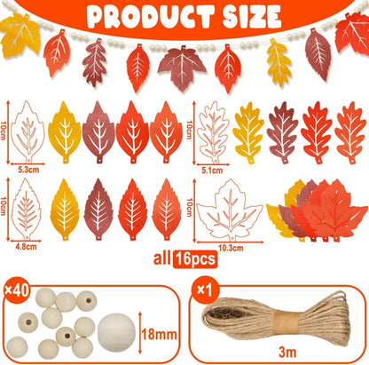 Herbst Girlande Ahornblatt Holzperlen Fensterdeko Hängend