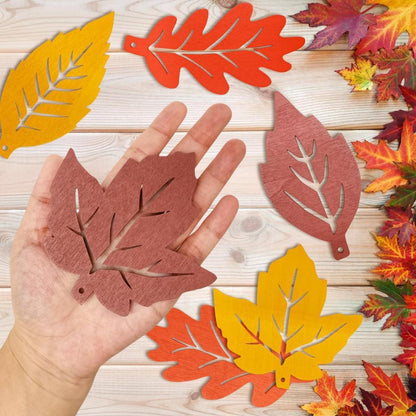 Herbst Girlande Ahornblatt Holz Hängend Deko Set 16 Blatt 40