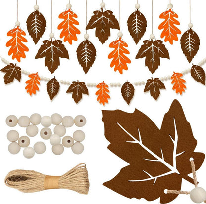 18er Set Herbstdeko zum Aufhängen Ahornblatt Filz Holzperlen