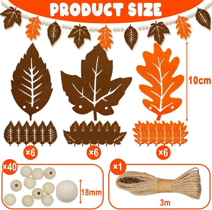 18er Set Herbstdeko Fenster Hängend Ahornblatt Filz mit