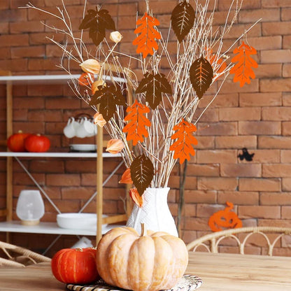 18er Set Herbstdeko Ahornblatt Blatt Holzperlen Seil Filz