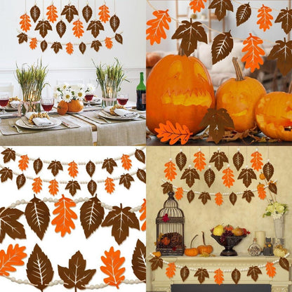 Herbstdeko Ahornblatt Set 18 Stück Fenster Hängend Holzperlen Filz