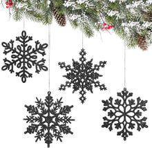 24er Schneeflocken Deko Set Schwarz Glitzer Weihnachten