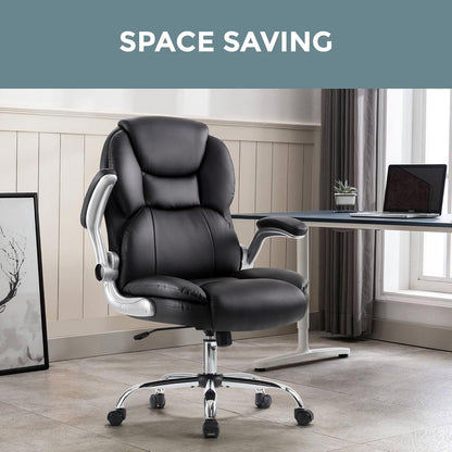 IWMH Bürostuhl Ergonomisch, Chefsessel Schwarz, höhenverstellbar & drehbar