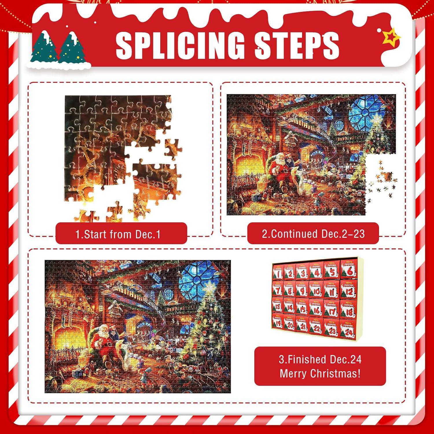 Adventskalender 2024 Weihnachtspuzzle 1008 Teile Countdown Weihnachten Blau
