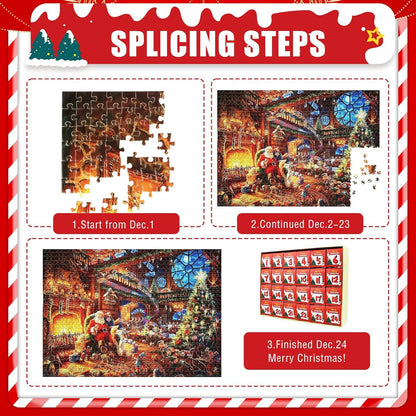 Adventskalender 2024 Weihnachtspuzzle 1008 Teile Countdown Weihnachten Blau