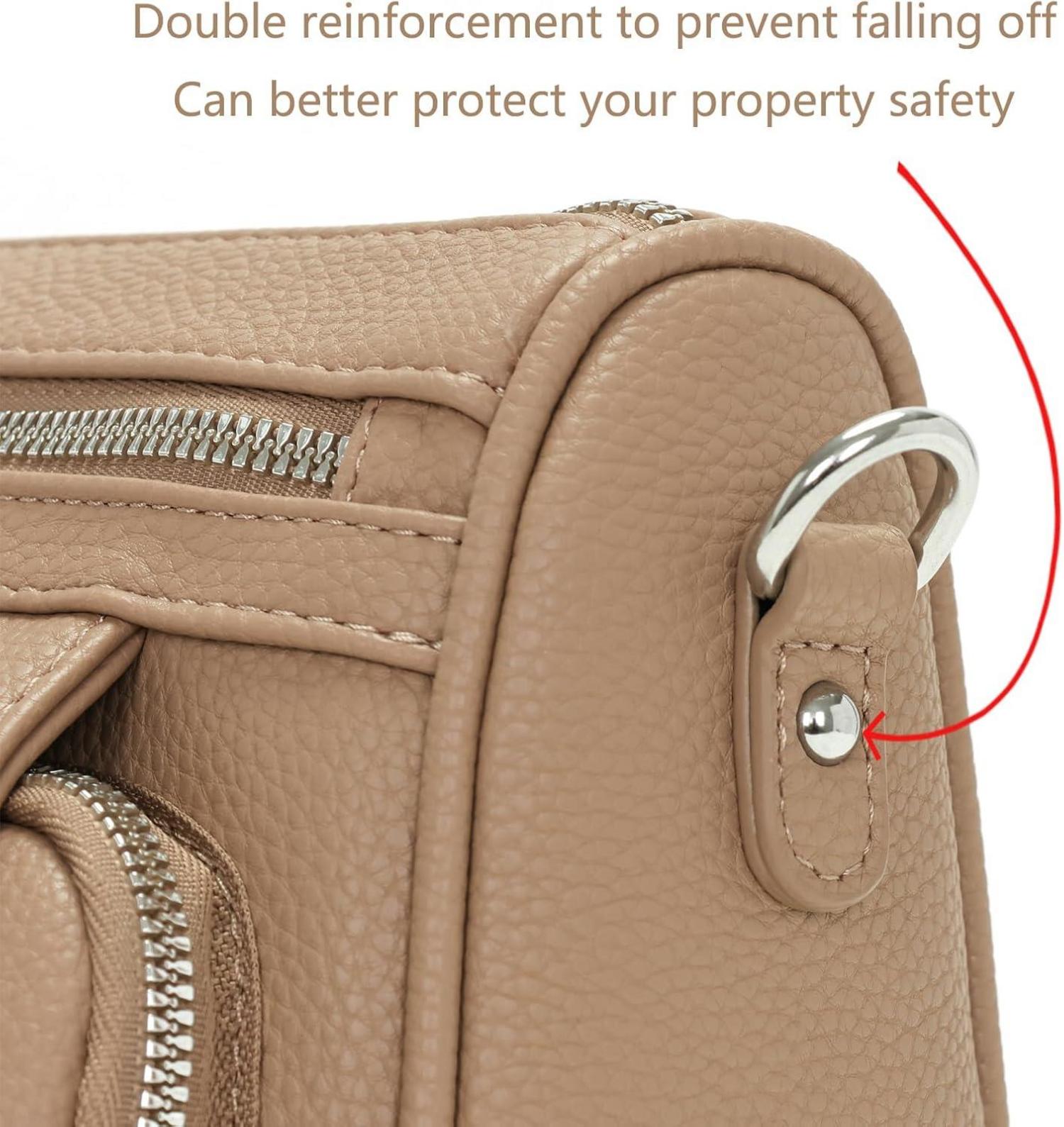 Damen Umhängetasche Mittelgroß Crossbody Bag 5 Taschen 7 Fächer