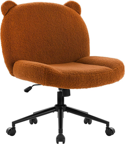 IWMH Bürostuhl ohne Armlehnen Höhenverstellbar Drehstuhl mit Rollen Ergonomischer Stuhl Braun