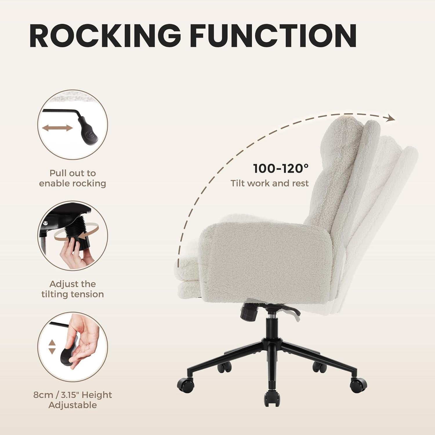IWMH Schminktisch Stuhl mit Rollen Bürostuhl Ergonomisch Memory-Schaum