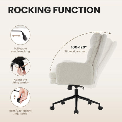 IWMH Schminktisch Stuhl mit Rollen Bürostuhl Ergonomisch Memory-Schaum