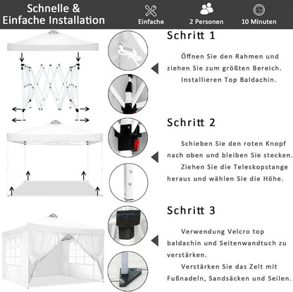 COBIZI Faltpavillon Wasserdicht Stabil Winterfest 3x3m inkl. 8