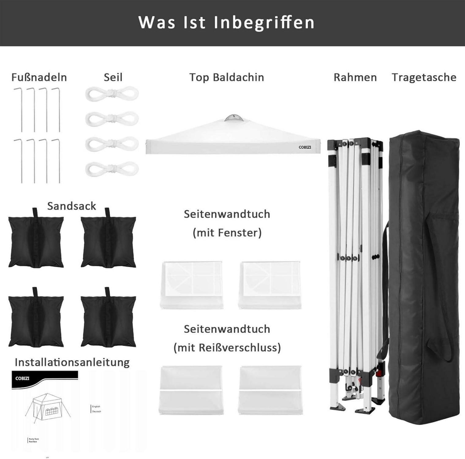 Faltpavillon 3x3m Wasserdicht Stabil Winterfest Partyzelt mit