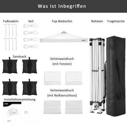 Faltpavillon 3x3m Wasserdicht Stabil Winterfest Partyzelt mit