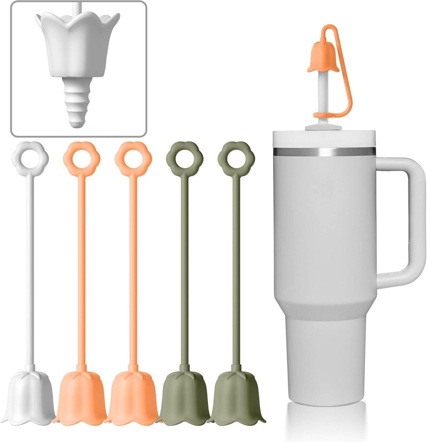 5er Set Silikon Strohhalm Abdeckung Blume Stanley Quencher Tumbler